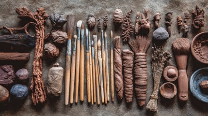 Clay art supplies and sculptures