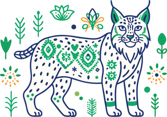 Beautiful Lynx with white background