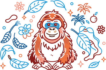 Beautiful Orangutan with white background