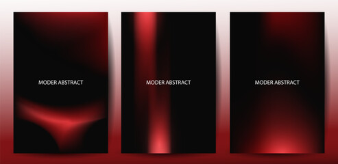Modern Abstract Red Fluid Black Gradient Background Poster Set