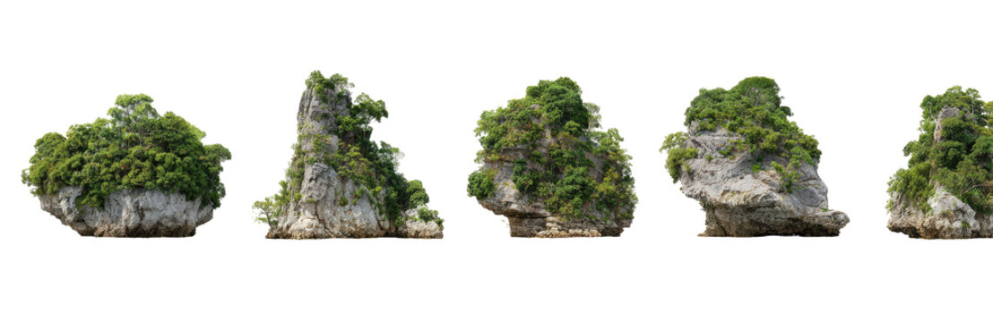 Rocky outcrops covered in lush vegetation - Powered by Adobe