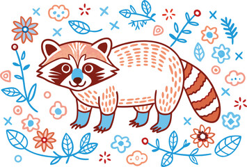 Beautiful Raccoon with white background