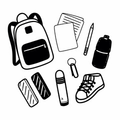 Trending Back-to-School Supplies Icons – Flat Vector Educational Icon Set

