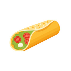 A vibrant illustration of a delicious burrito, filled with fresh ingredients. The burrito is artfully designed and inviting, perfect for any culinary project.