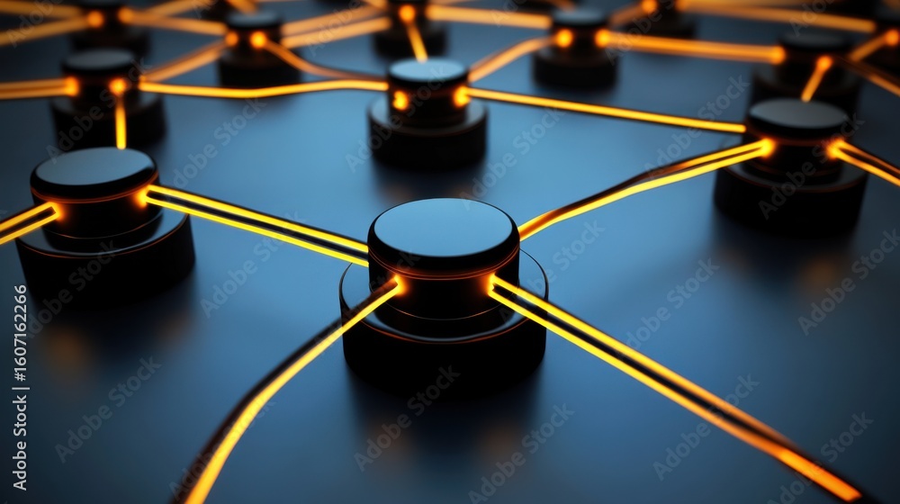 Aufkleber abstract network connection design with glowing lines and nodes for technology and digital communica