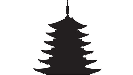 Black silhouette of a Japanese pagoda, vector illustration