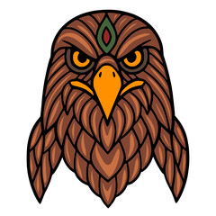 Intricate Vector Illustration of a Majestic Eagle Head with a Unique Wooden Texture and a Third Eye Detail.