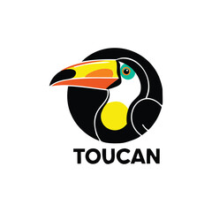 Toucan flat style vector logo template