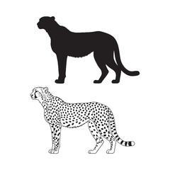 Agile Hunter Defined - Cheetah Outline Set - Precise Vector Silhouette and Detailed Lineart - Cheetah silhouette - Cheetah lineart - Cheetah vector - vector set of Cheetah

