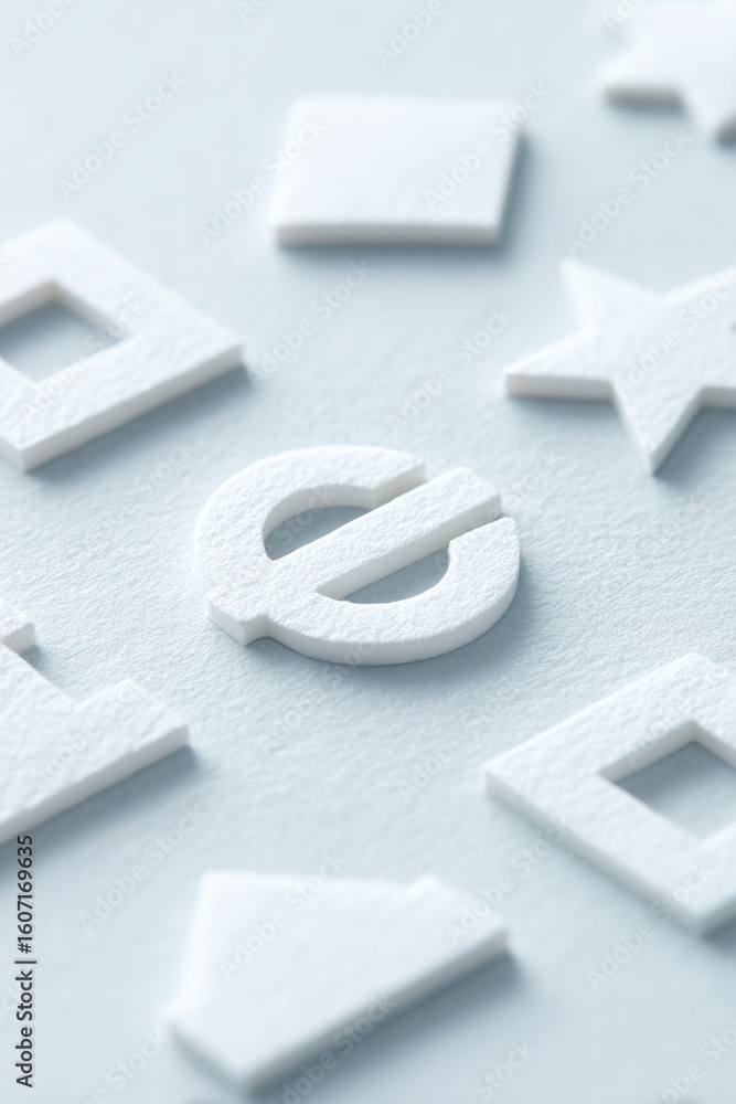 Poster clean and minimalistic image of various international licensing and copyright symbols on plain white