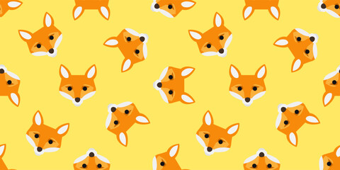 cute fox  faces  seamless pattern print design vector illustration