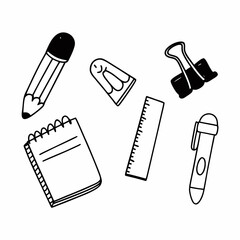 Cute and Trendy Back to School Stationery Icons &ndash; Flat Vector Set
