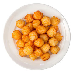 Golden-Brown Tater Tots on a White Plate