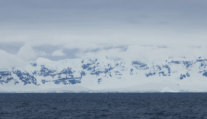 Antarctica snow capped mountains