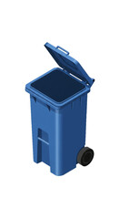 Blue recycling bin symbolizing waste sorting and environmental care.
