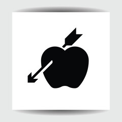 an arrow stuck on an apple
