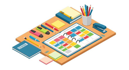 School supplies on a desk, symbol of learning, creativity, and education.
