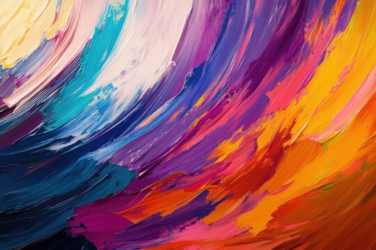 Abstract swirling paint strokes in vibrant colors
