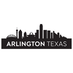 Obraz premium Arlington city Texas skyline. Black cityscape banner. Vector black silhouette. with white background
