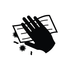 Hand with wipe vector symbol home cleaning icon isolated