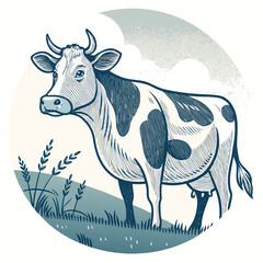 Cow T-Shirt Design with Cow Logo and Icon – Cute Farm Animal Graphic for Apparel, Dairy Brand, Agriculture Logo, Cartoon or Minimal Cow Illustration for Merchandise, Stickers, or Farmwear

