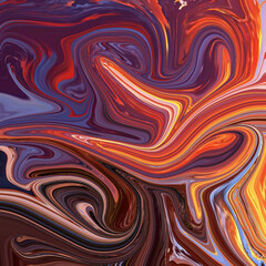 Fiery orange and deep purple swirl pattern mimics the intensity of molten lava, creating a dramatic abstract design full of motion and energy.