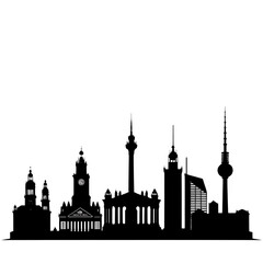 Naklejka premium Elegant City Skyline at Night, a Dark and Captivating View isolated on transparent background Generative AI.