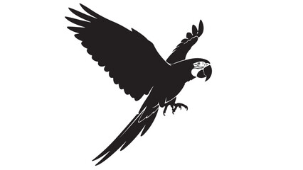 Black Silhouette of a Macaw in Flight, Vector Illustration