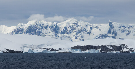 Antarctica snow capped mountains