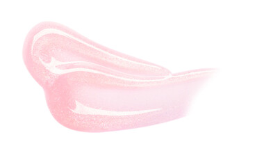 Pink lip gloss isolated on white, top view
