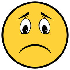 Fototapeta premium Yellow sad emoticon, isolated 