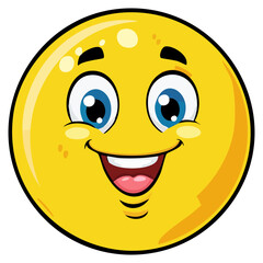 Fototapeta premium Happy yellow smiling face emoticon in cartoon style 
