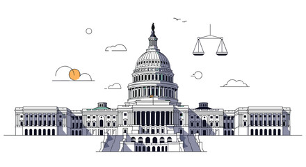 United states capitol building symbolic representation of american governance and legal justice system concepts