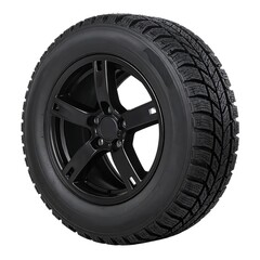 Obraz premium Black winter tire on a black wheel