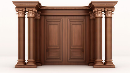 Obraz premium Grand Wooden Double Door with Ornate Columns