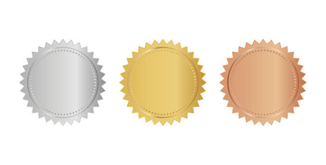 Gold silver bronze medals set vector illustration