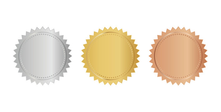 Gold silver bronze medals set vector illustration