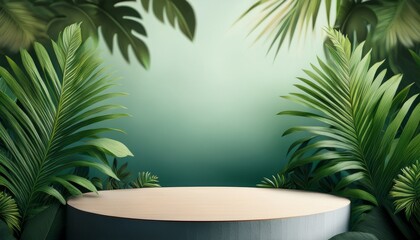 jungle display with empty podium