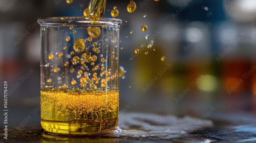 Poster experiment with chemical drop in laboratory setting during research