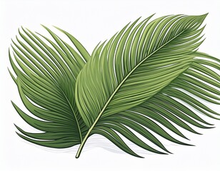 tropical palm leaf isolated on white background