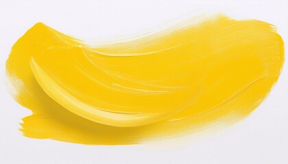 stroke of yellow paint texture on white background