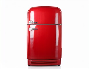retro fridge retro red refrigerator isolated on white