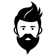 Black and White Silhouette Portrait of a Man with Beard and Stylish Hairstyle