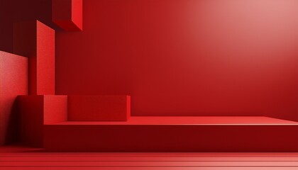 abstract red cube background texture with geometric shape 3d render design for display product on website minimalist mockup with red podium scene concept empty showcase for advertising and banner