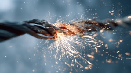 Close-Up of Sparking Electric Wires in a Dramatic Display of Energy