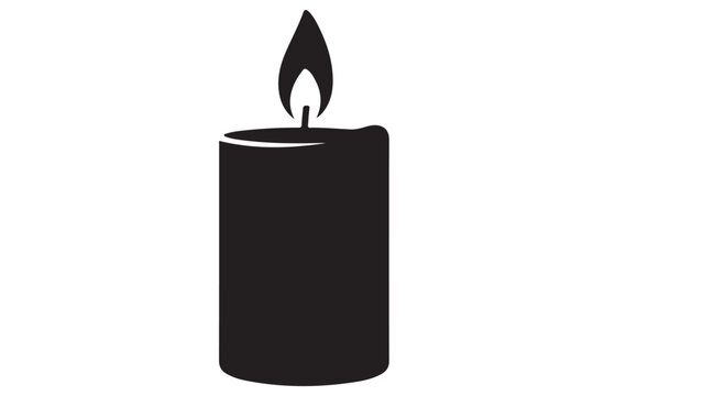 Black and white candle illustration, simple vector design