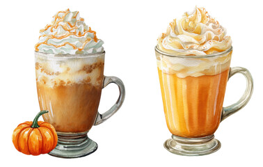 Pumpkin latte clipart set