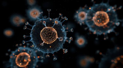 Glowing Particles Representing Computer Virus Visualization Concept