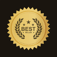 Best seller sticker label gold badge stars design