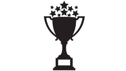 Black and White Trophy with Stars Illustration, Vector Design Element